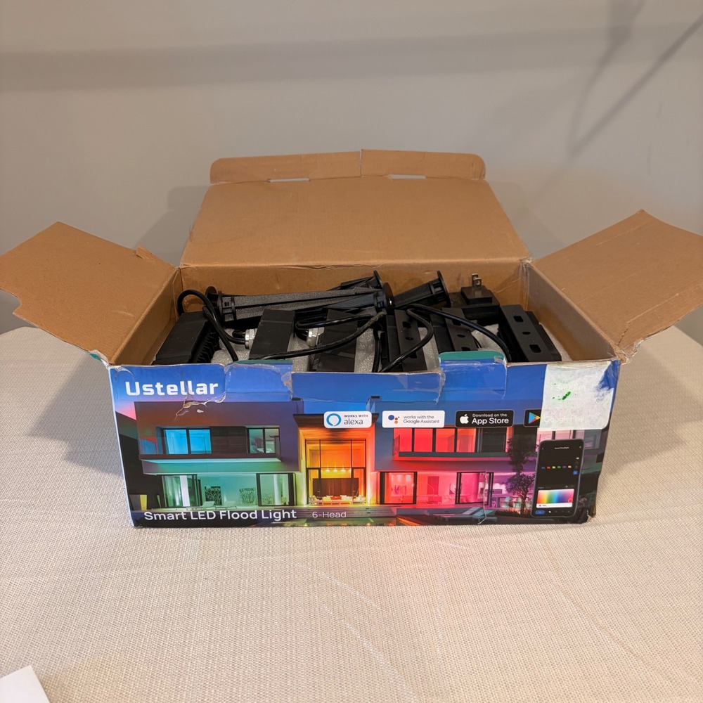 Ustellar Smart LED Flood Light 6-Head RGB Color Changing Alexa Google Home WiFi